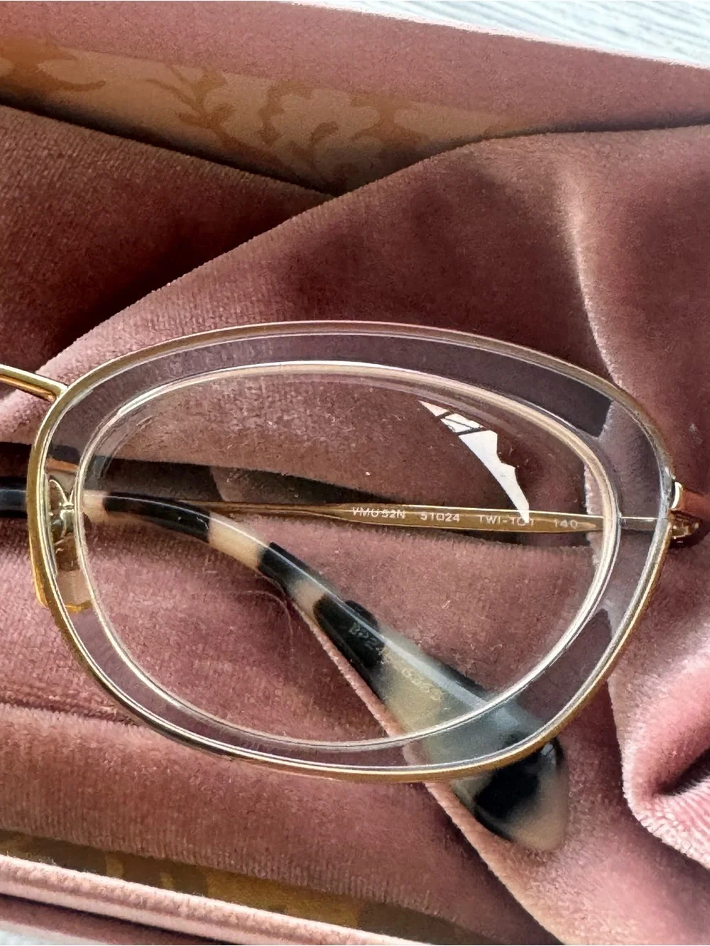 Miu Miu VMU52N Cat Eye Eyeglasses Pastel Purple / Gold Italy Full Set Case